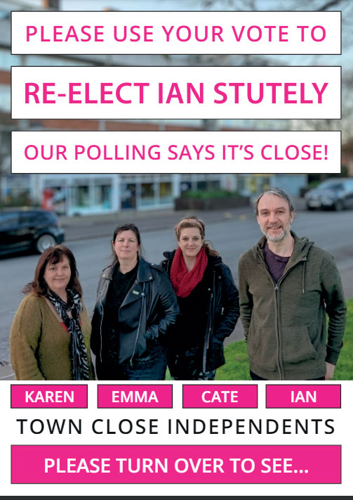 Re-elect Ian Stutely | eve of poll leaflet